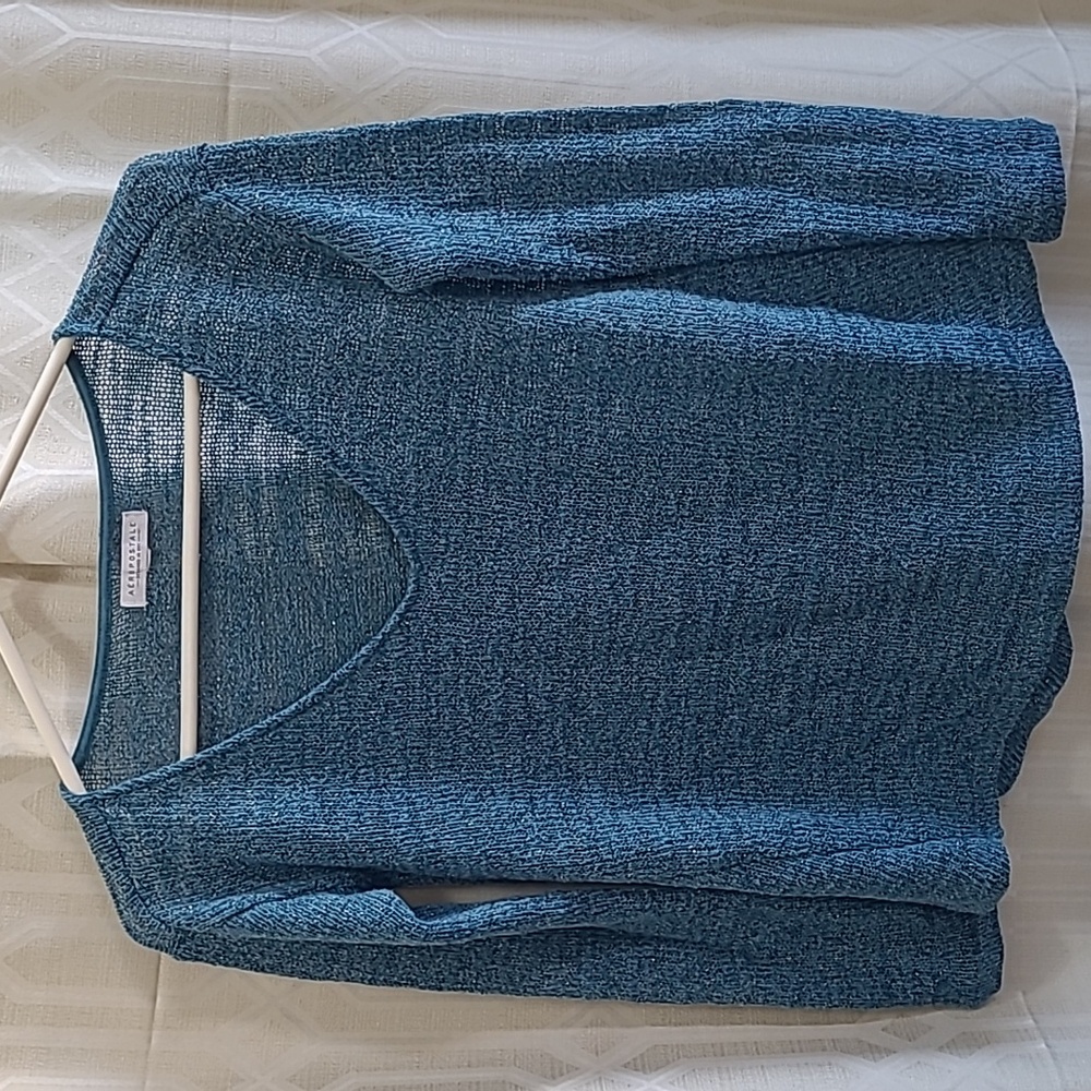 Aéropostale Teal V-Neck Light Sweater,Sz S/P